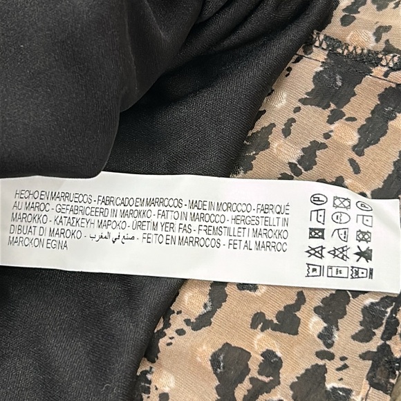 ZARA Textured Animal Print Ruched Puff Sleeve Mini Dress XS NWT - Picture 9 of 15